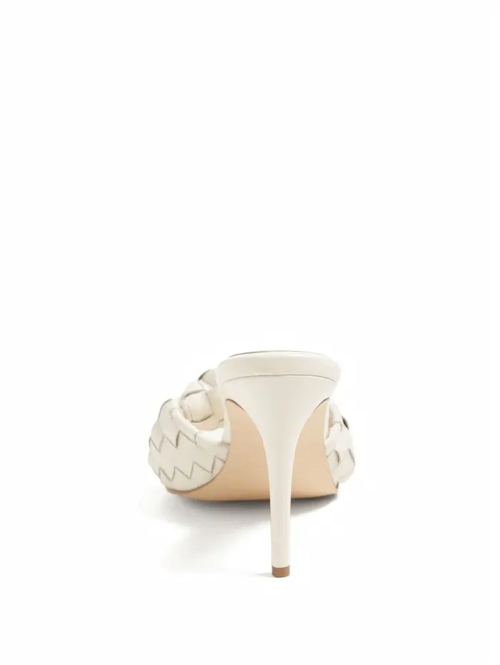 Women GUESS Janna Woven Mule Ivory Heels