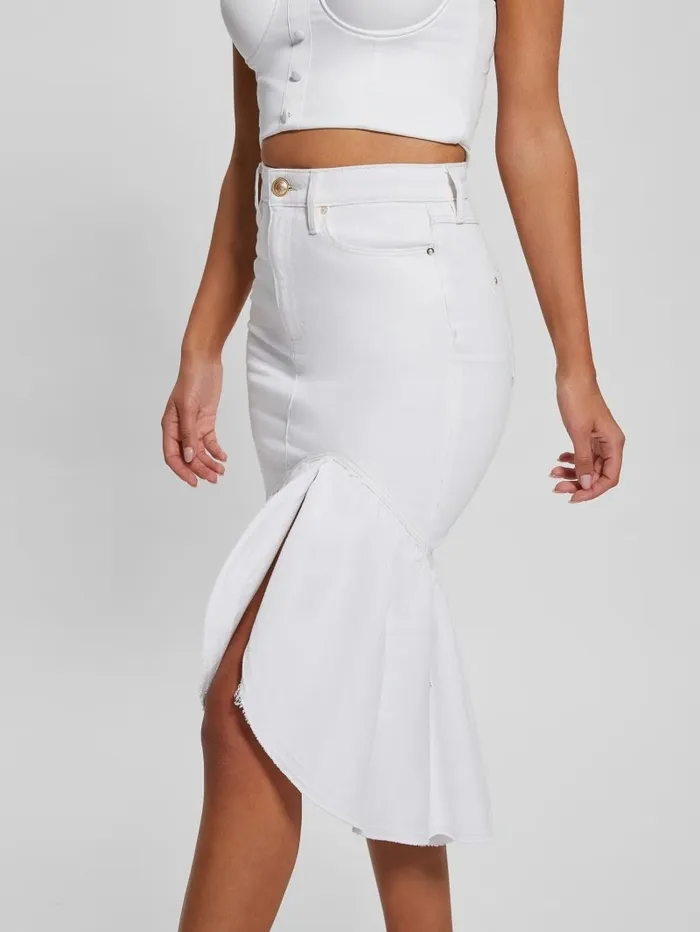 Women GUESS Marinella Denim Pencil Skirt Lily White Bottoms Women GUESS Marinella Denim Pencil Skirt Lily White Bottoms