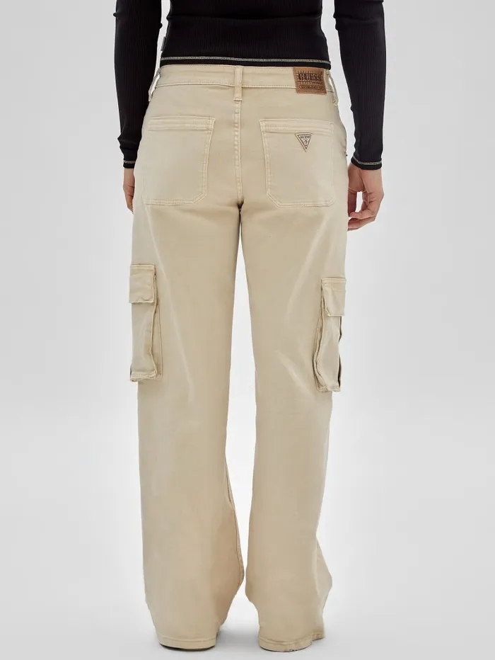 Women GUESS Originals Kit Cargo Jeans Go Laurie Tan Wash Jeans and Denim GUESS