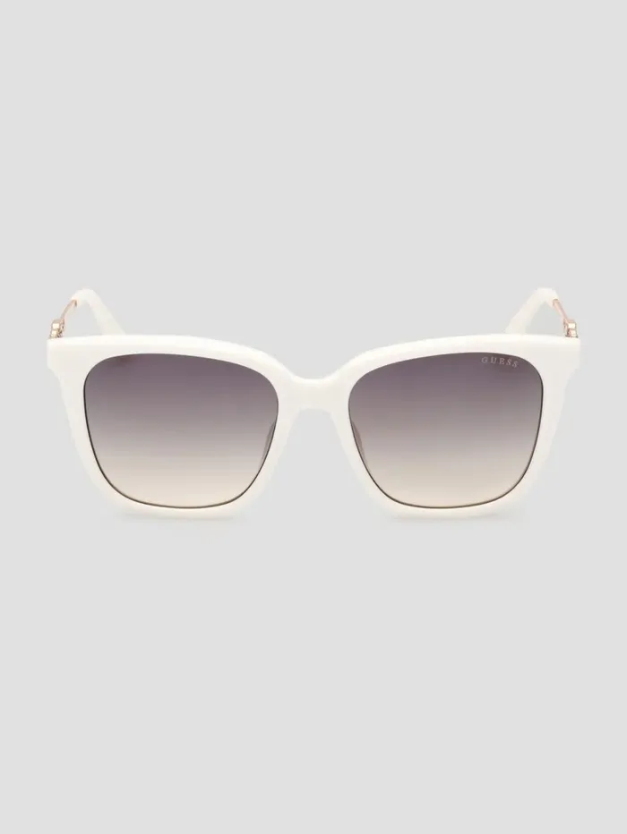 Women GUESS Plastic Square G Sunglasses White Sunglasses