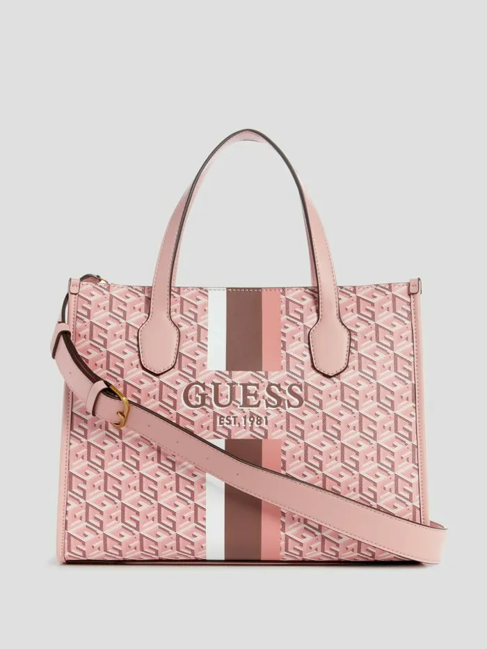 Women GUESS Silvana G Cube Tote Acid Rain Handbags