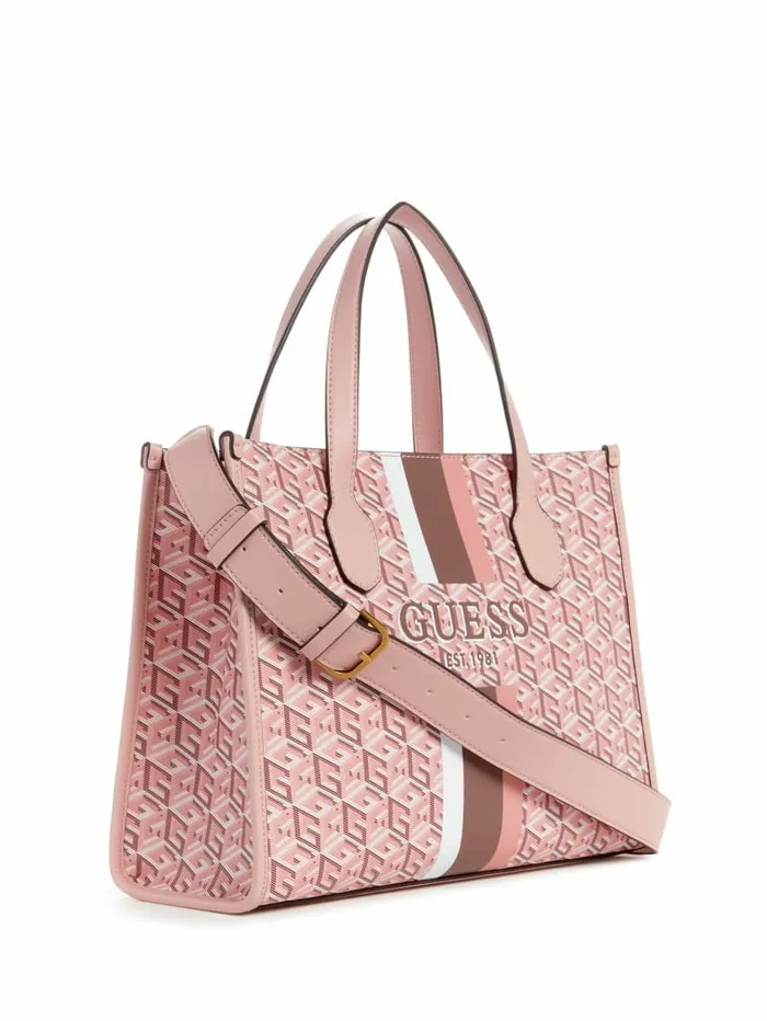 Women GUESS Silvana G Cube Tote Acid Rain Handbags