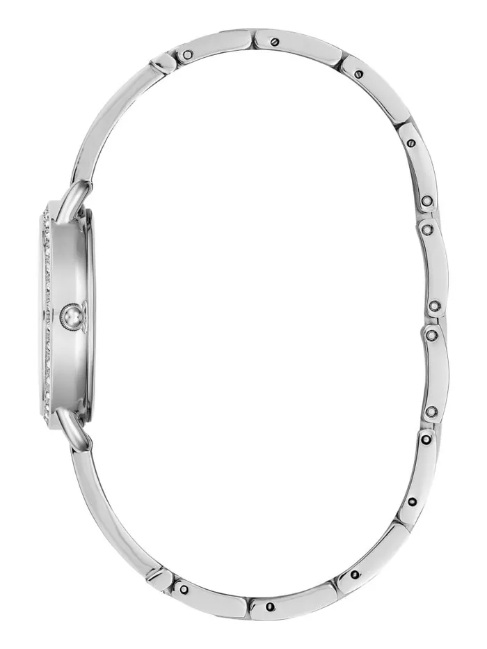 Women GUESS SilverTone Crystal Analog Watch Silver Watches Women GUESS SilverTone Crystal Analog Watch Silver Watches