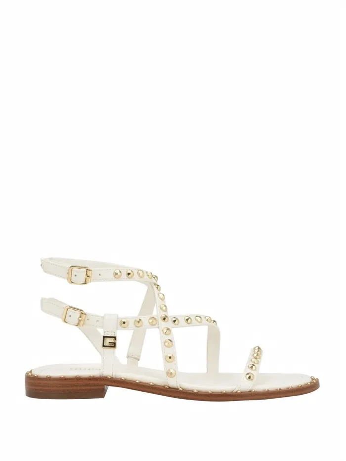 Women GUESS Yamara Studded Strappy Gladiator Sandals Wht Floral Sandals Women GUESS Yamara Studded Strappy Gladiator Sandals Wht Floral Sandals