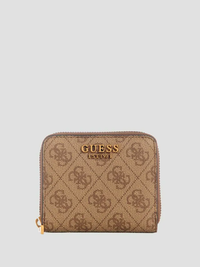 Women Handbags GUESS Ginevra Logo Small ZipAround Wallet Latte Logo