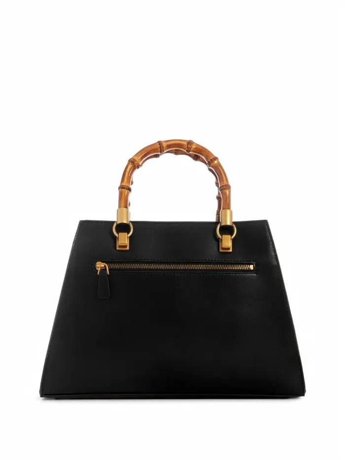 Women Handbags GUESS Stephi Bamboo Handle Satchel Black