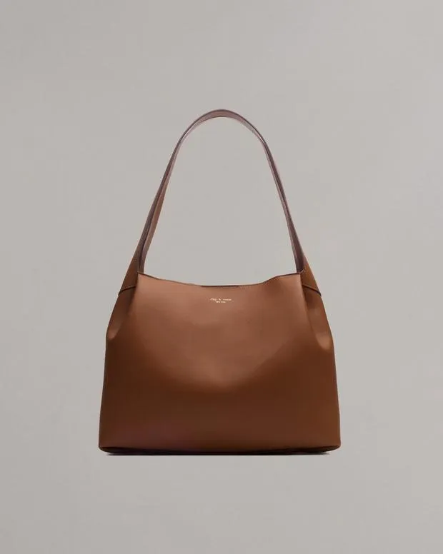 Women Handbags rag and bone Slade Calf Leather Tote Bag BlackCognacGreige