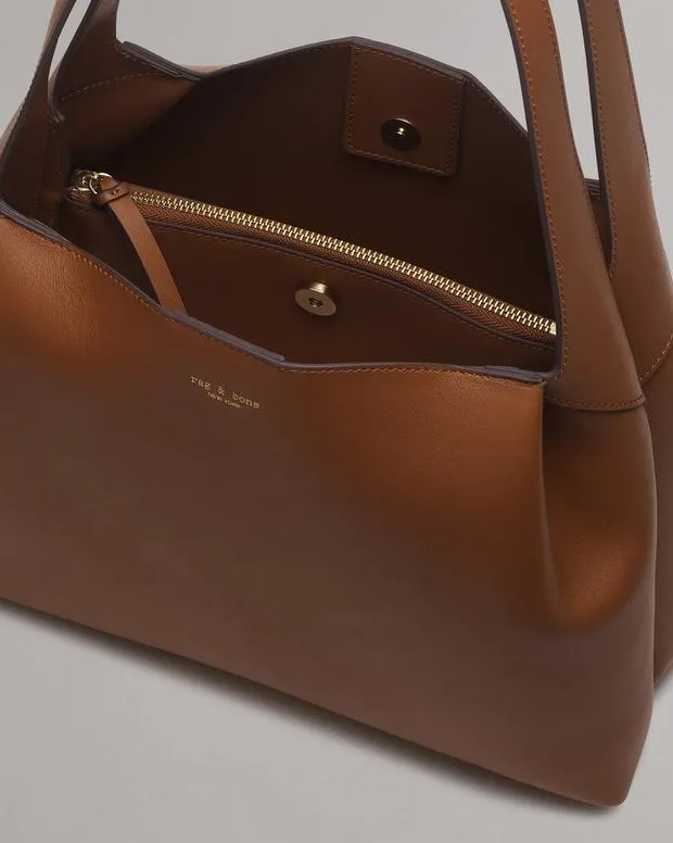 Women Handbags rag and bone Slade Calf Leather Tote Bag BlackCognacGreige