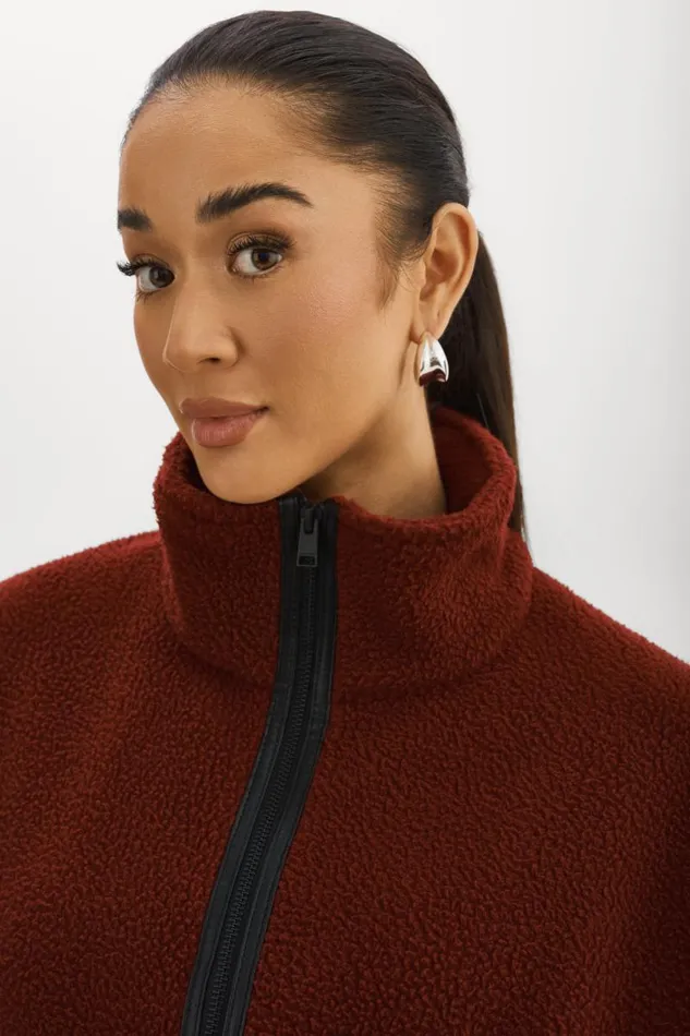 Women HELSA Polar Fleece Pullover Syrah LAMARQUE Tops Women HELSA Polar Fleece Pullover Syrah LAMARQUE Tops