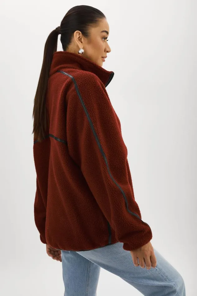 Women HELSA Polar Fleece Pullover Syrah LAMARQUE Tops Women HELSA Polar Fleece Pullover Syrah LAMARQUE Tops