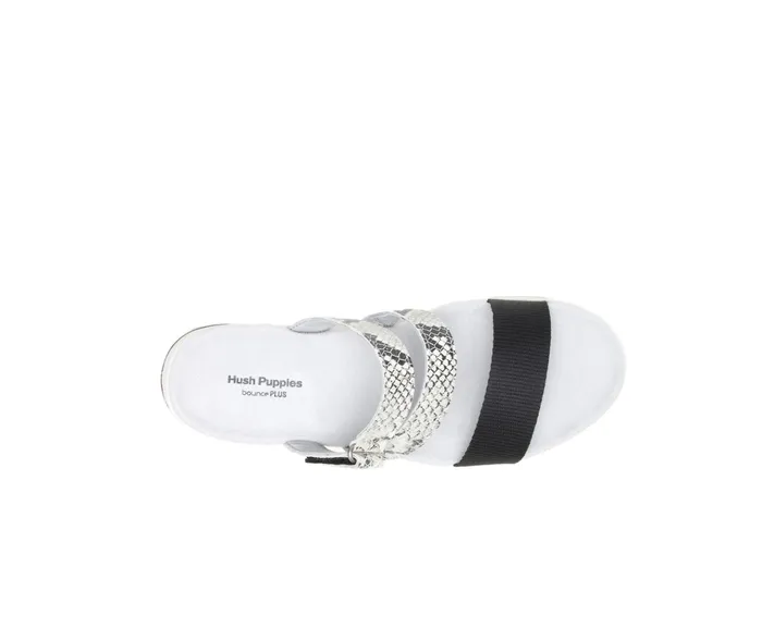 Women Hush Puppies Andi Slide Snake Leatherblack Sandals