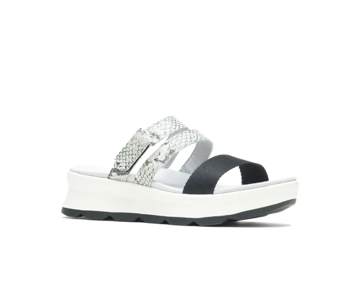 Women Hush Puppies Andi Slide Snake Leatherblack Sandals