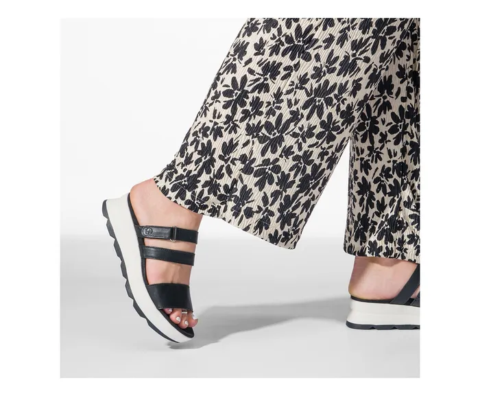 Women Hush Puppies Andi Slide Snake Leatherblack Sandals