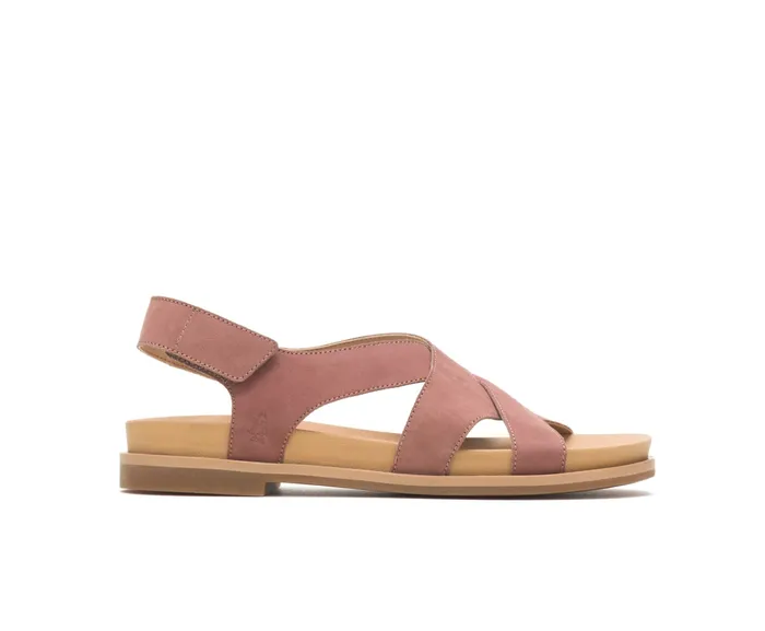 Women Hush Puppies Lilly Criss Cross Sandal Cognac Nubuck Sandals