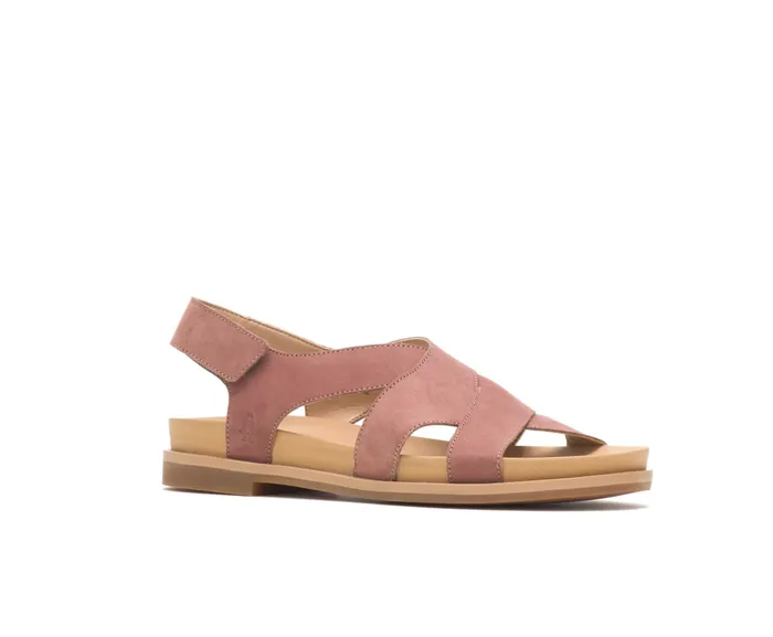 Women Hush Puppies Lilly Criss Cross Sandal Cognac Nubuck Sandals