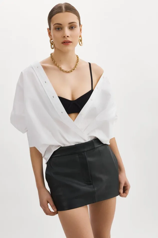 Women INAYA Leather Micro Mini Skirt Black LAMARQUE Skirts Women INAYA Leather Micro Mini Skirt Black LAMARQUE Skirts