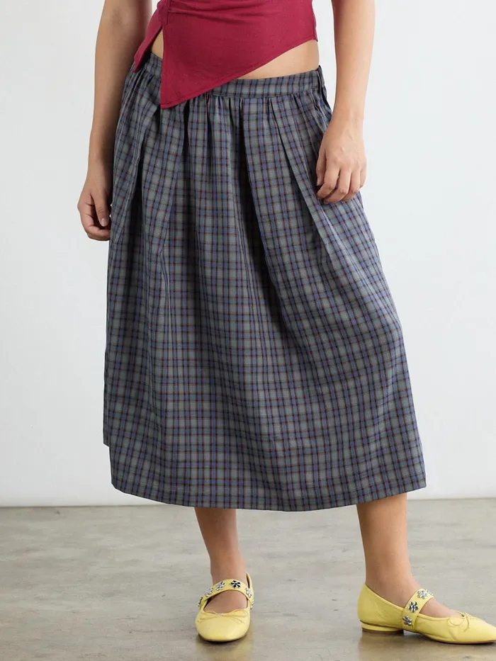 Women Irene Midi Skirt Grey Plaid Lisa Says Gah Skirts