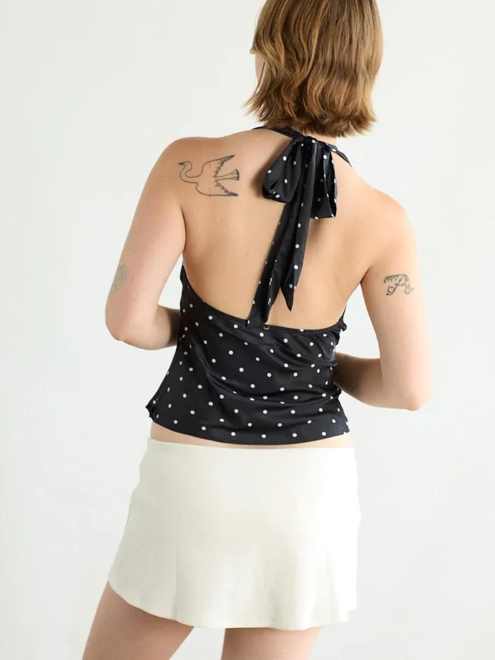 Women Iris Dot Top Black and White Lisa Says Gah Sleeveless Tops