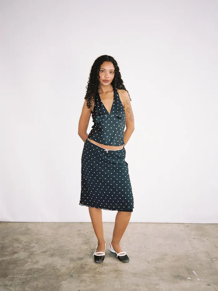 Women Iris Dot Top Black and White Lisa Says Gah Sleeveless Tops