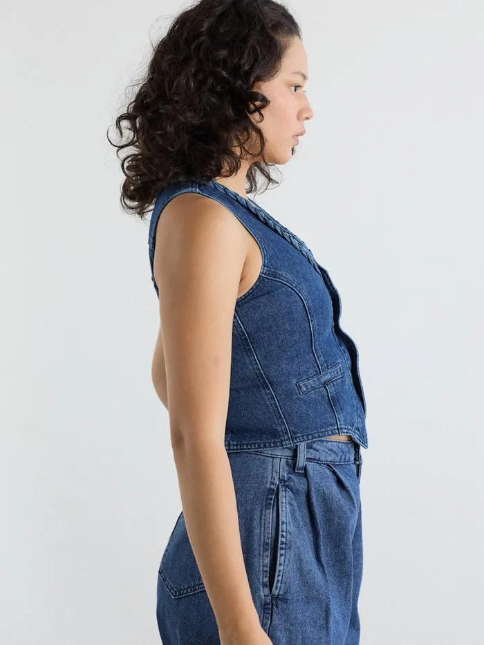 Women Isla Denim Vest Vintage Wash Lisa Says Gah Blouses