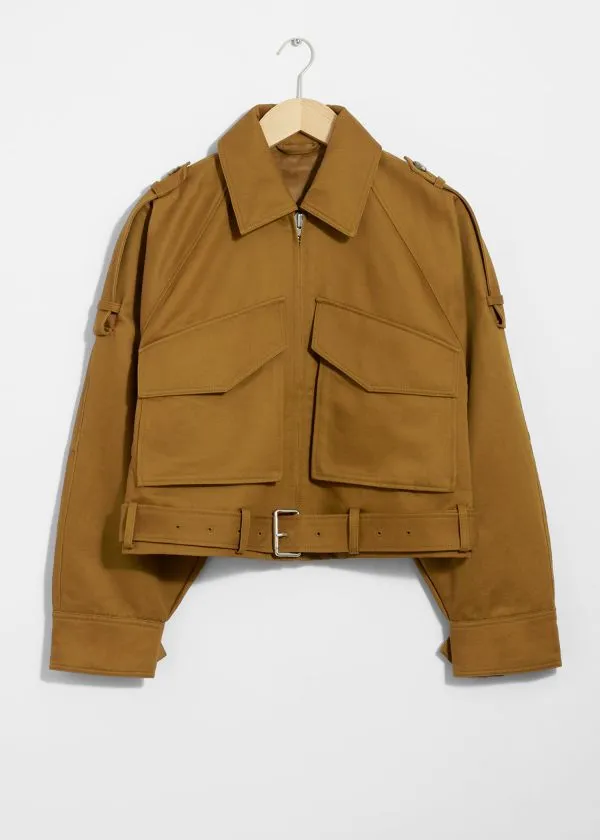 Women Jackets and Coats and Other Stories Belted PatchPocket Jacket Brown