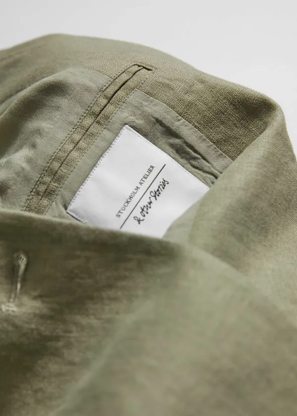 Women Jackets and Coats and Other Stories Fitted Linen Blazer Khaki