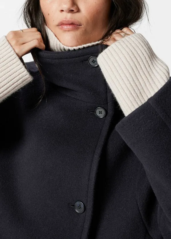 Women Jackets and Coats and Other Stories FunnelNeck Wool Coat Dark Blue