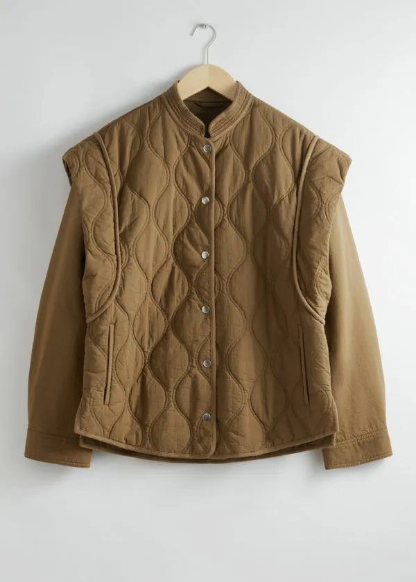 Women Jackets and Coats and Other Stories Quilted ExtendedShoulder Jacket Dark Beige Women Jackets and Coats and Other Stories Quilted ExtendedShoulder Jacket Dark Beige