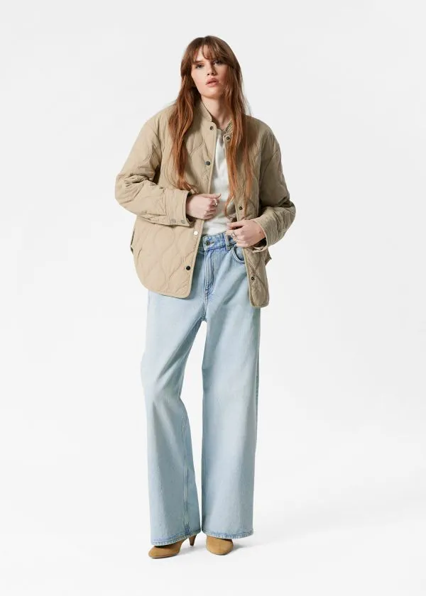 Women Jackets and Coats and Other Stories Quilted StandCollar Jacket Beige