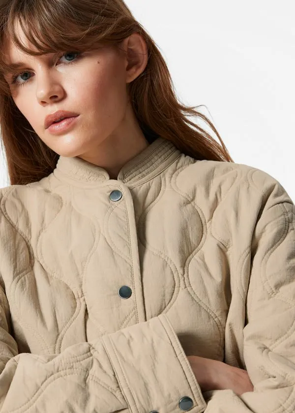 Women Jackets and Coats and Other Stories Quilted StandCollar Jacket Beige