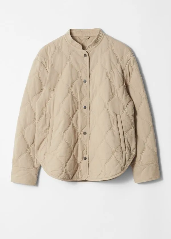 Women Jackets and Coats and Other Stories Quilted StandCollar Jacket Beige