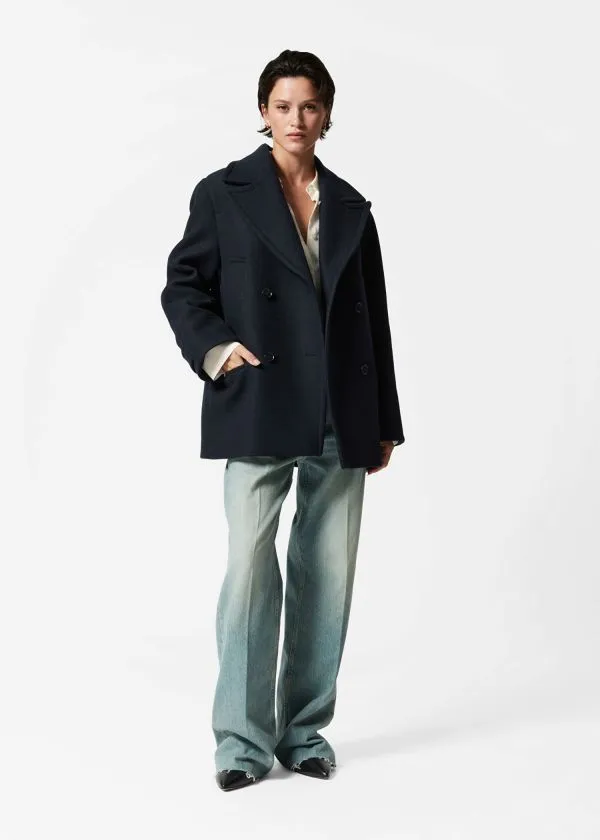 Women Jackets and Coats and Other Stories Tailored Wool Pea Coat Navy