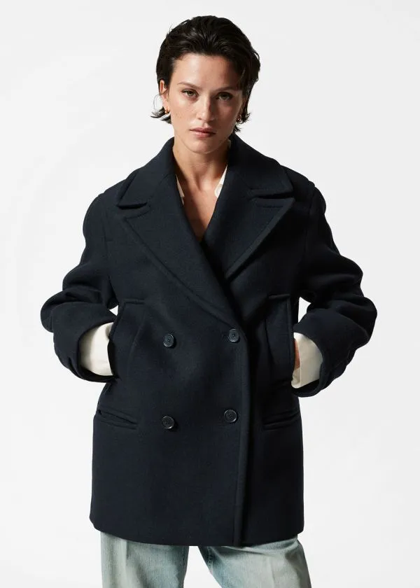 Women Jackets and Coats and Other Stories Tailored Wool Pea Coat Navy