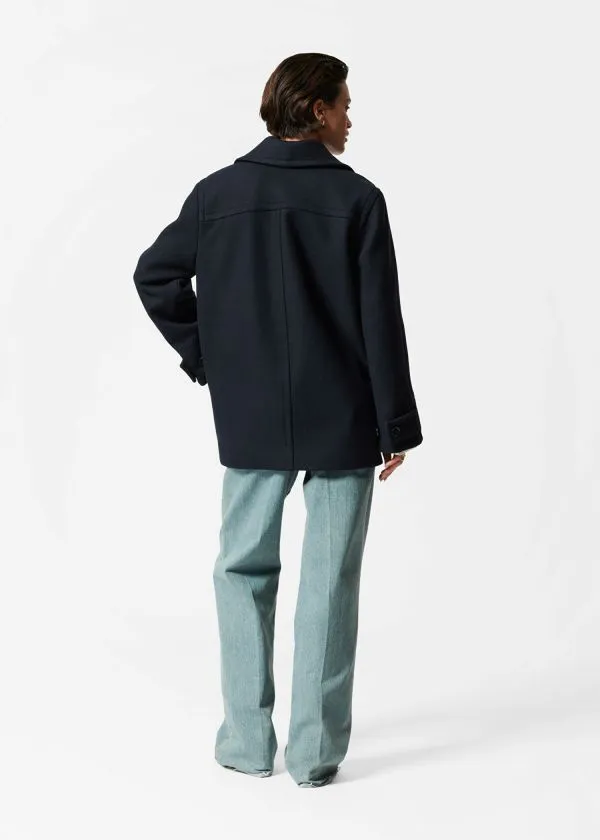 Women Jackets and Coats and Other Stories Tailored Wool Pea Coat Navy