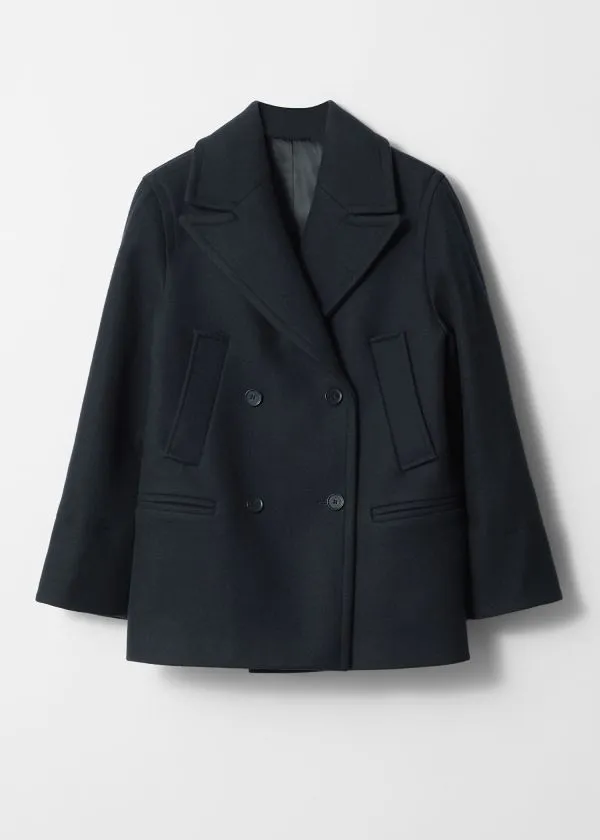 Women Jackets and Coats and Other Stories Tailored Wool Pea Coat Navy