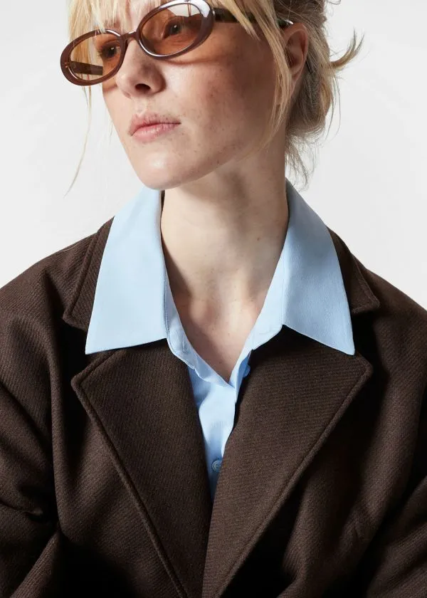 Women Jackets and Coats and Other Stories TieBelt Wool Blazer Dark Brown