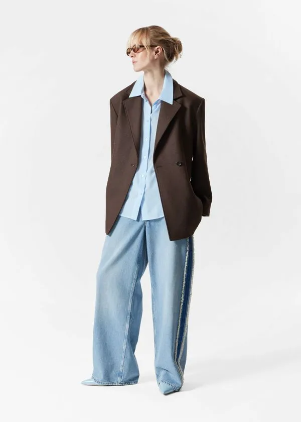 Women Jackets and Coats and Other Stories TieBelt Wool Blazer Dark Brown