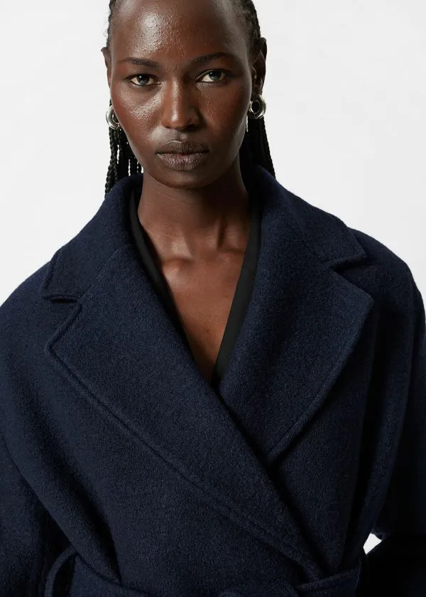 Women Jackets and Coats and Other Stories Voluminous Belted Wool Coat Navy