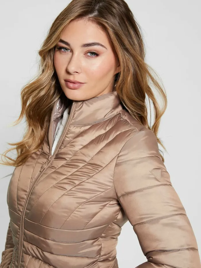 Women Jackets and Coats GUESS Eco Valeria Puffer Jacket Wet Sand