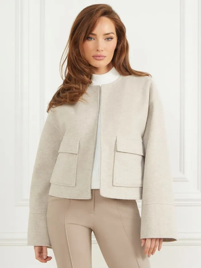 Women Jackets and Coats GUESS Mary Jacket and Scarf Set Light Grey Multi Women Jackets and Coats GUESS Mary Jacket and Scarf Set Light Grey Multi
