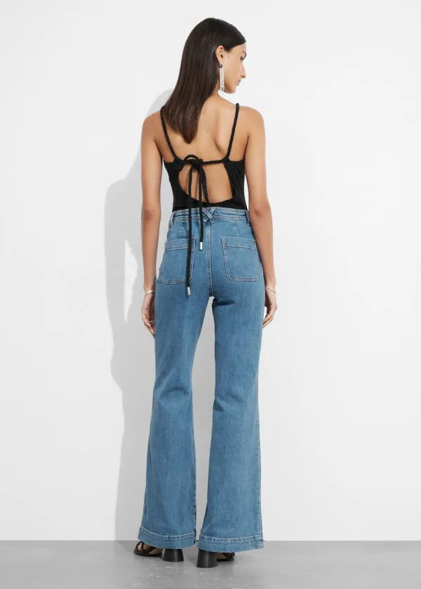 Women Jeans and Other Stories HighWaist Flared Jeans Mid Blue