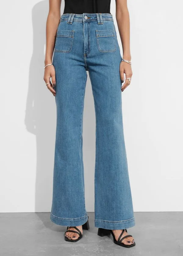 Women Jeans and Other Stories HighWaist Flared Jeans Mid Blue
