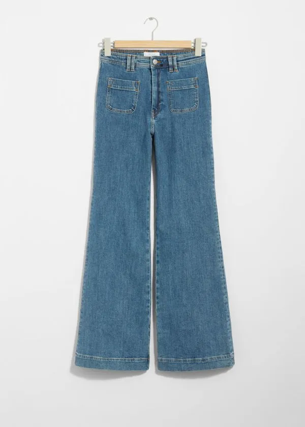 Women Jeans and Other Stories HighWaist Flared Jeans Mid Blue