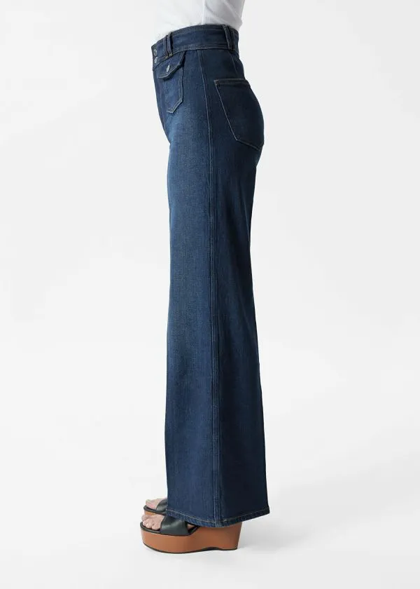 Women Jeans and Other Stories PressCrease Flared Jeans Washed Mid Blue