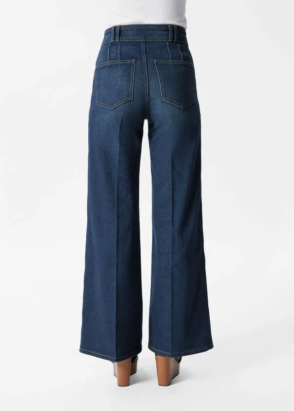Women Jeans and Other Stories PressCrease Flared Jeans Washed Mid Blue