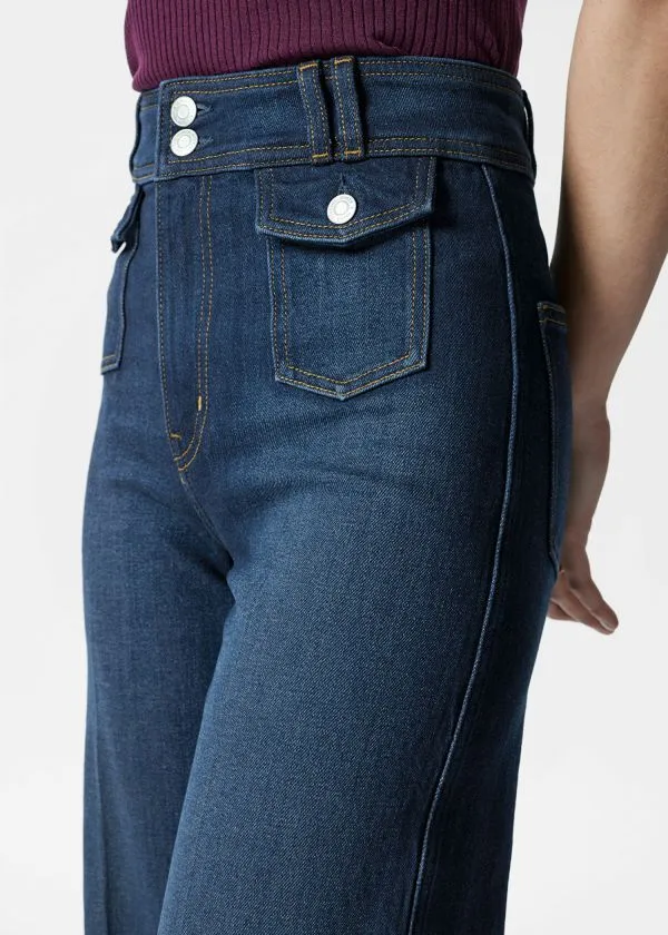 Women Jeans and Other Stories PressCrease Flared Jeans Washed Mid Blue