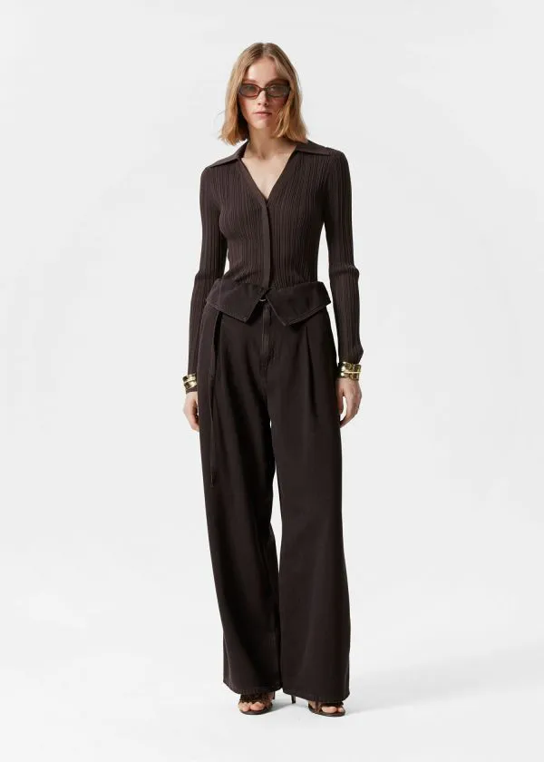 Women Jeans and Other Stories WideLeg Paperbag Jeans Dark Brown