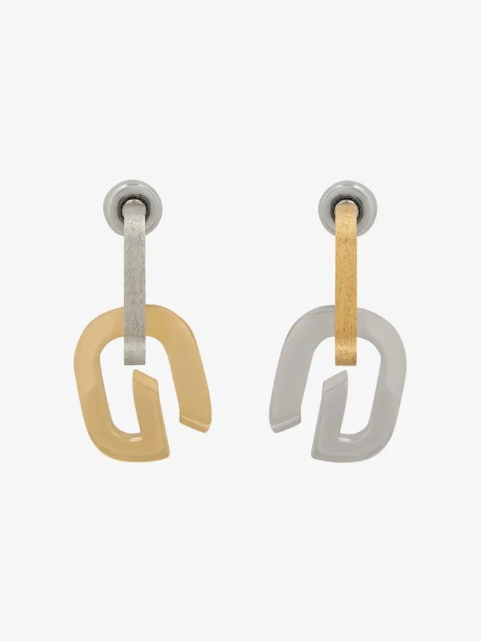 Women Jewelry Givenchy G Link Asymmetrical Earrings Goldensilvery