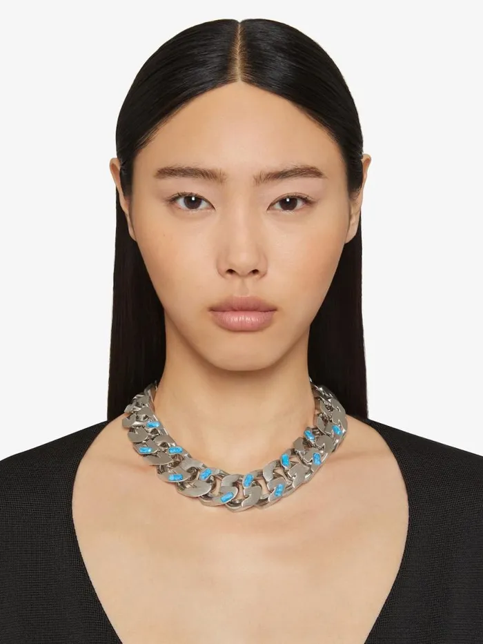Women Jewelry Givenchy Medium G Chain Necklace In Metal And Resin Turquoise