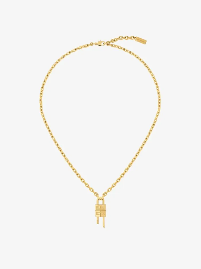 Women Jewelry Givenchy Mini Lock Necklace In Metal Golden Yellow